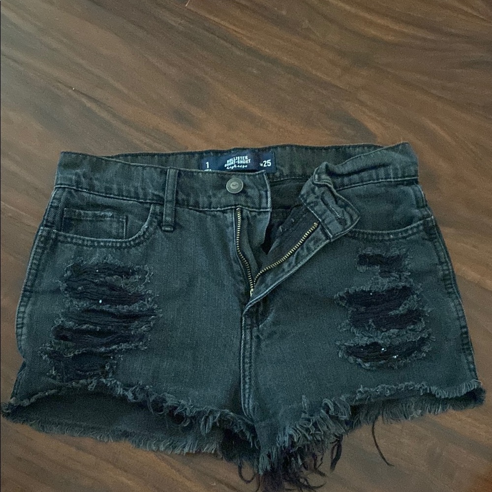 Hollister Black Distressed Jean Shorts